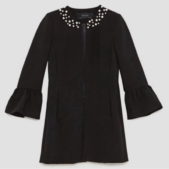 Zara Basic Collection Pearls Embellished Neck Jacket/Blazer - Picture 2 of 10